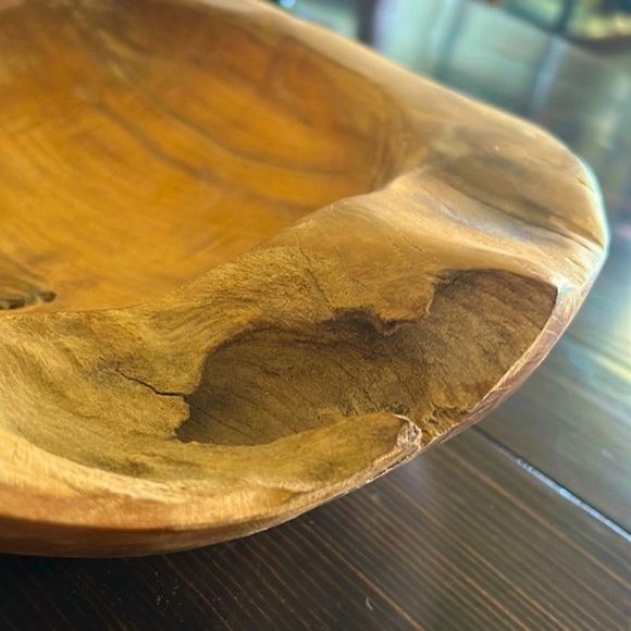 Large Raw Teak Root Wood Bowl, Made In Indonesia. - Picture 10 of 11